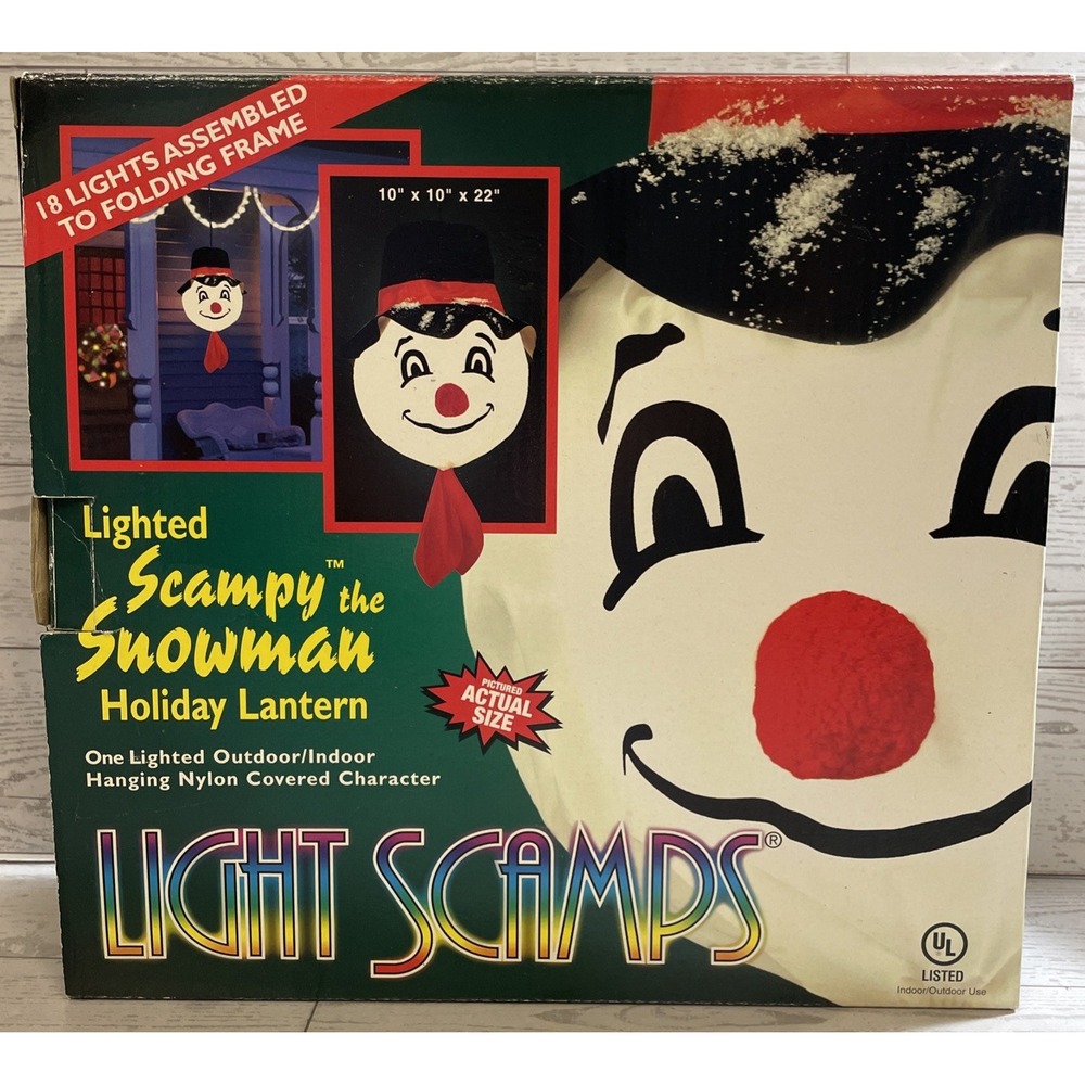 Scampy The Snowman Lighted Holiday Lantern Outdoor/Indoor Christmas Display Vtg